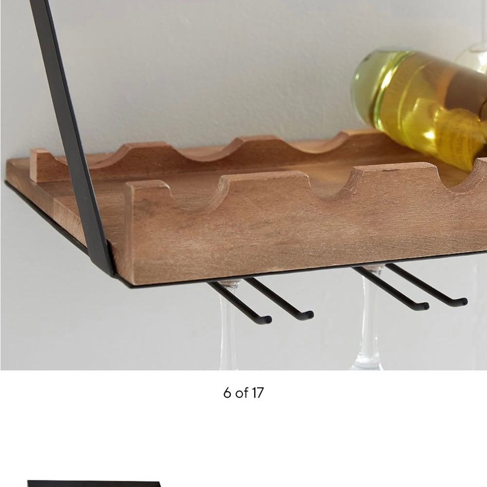 NWOT Pottery Barn Trenton Shelves - Entertaining Shelf w Wine &Glass Cutouts - Picture 3 of 6